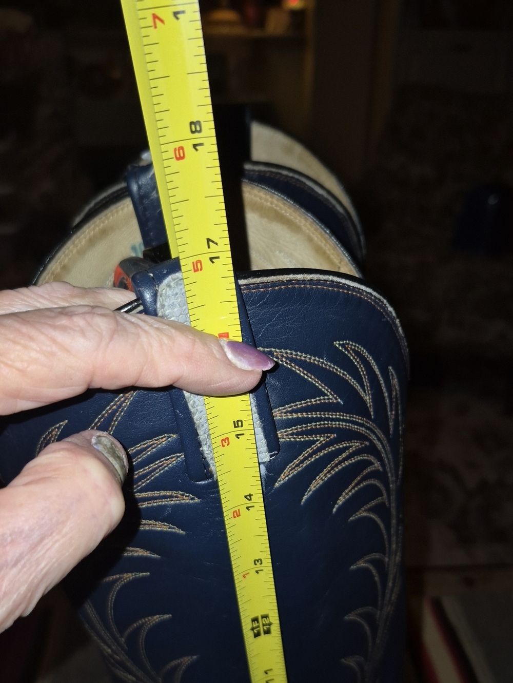 Dan Post Womens Antelope Sz 7 Boots Navy&Dove gray. 17" Tall Made In El Paso - Picture 9 of 16